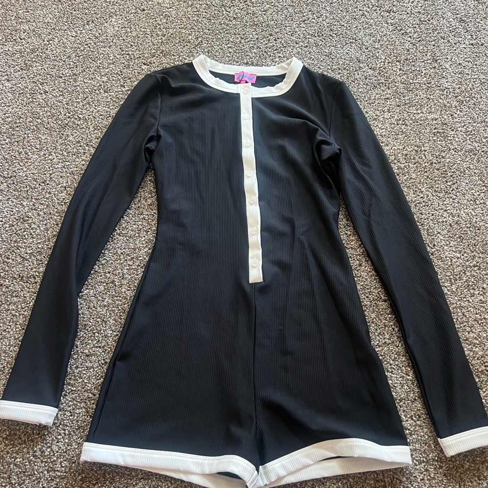 Edikted Black and White Long Sleeve Romper